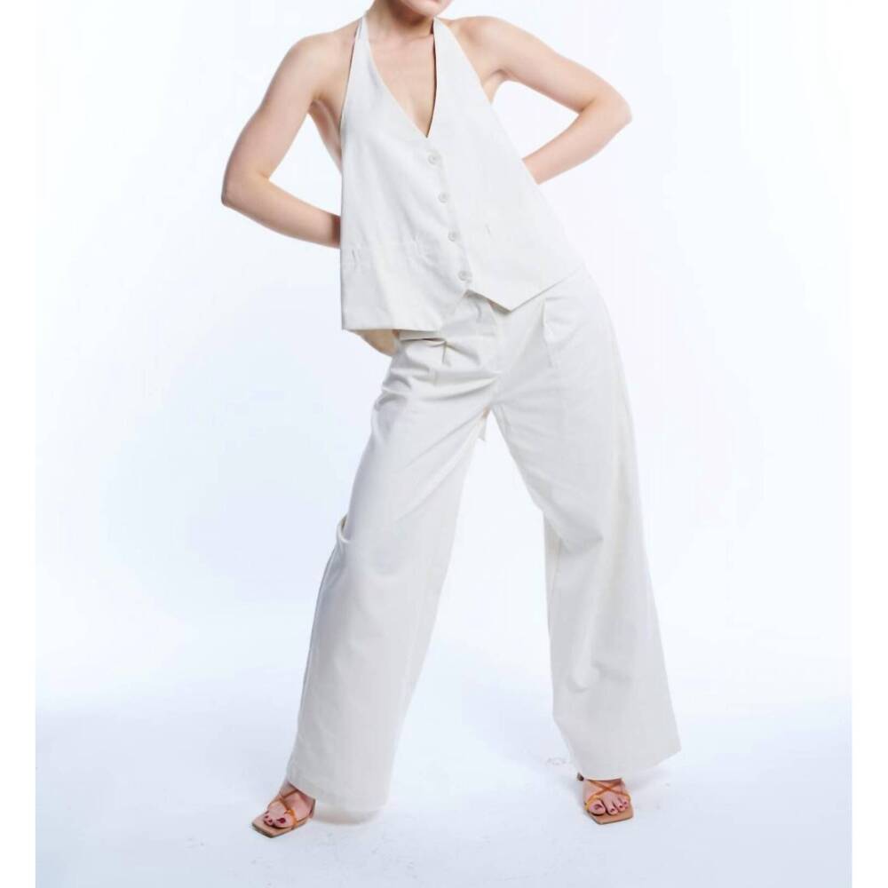 NEW BEIGE BOTANY backless linen top in white